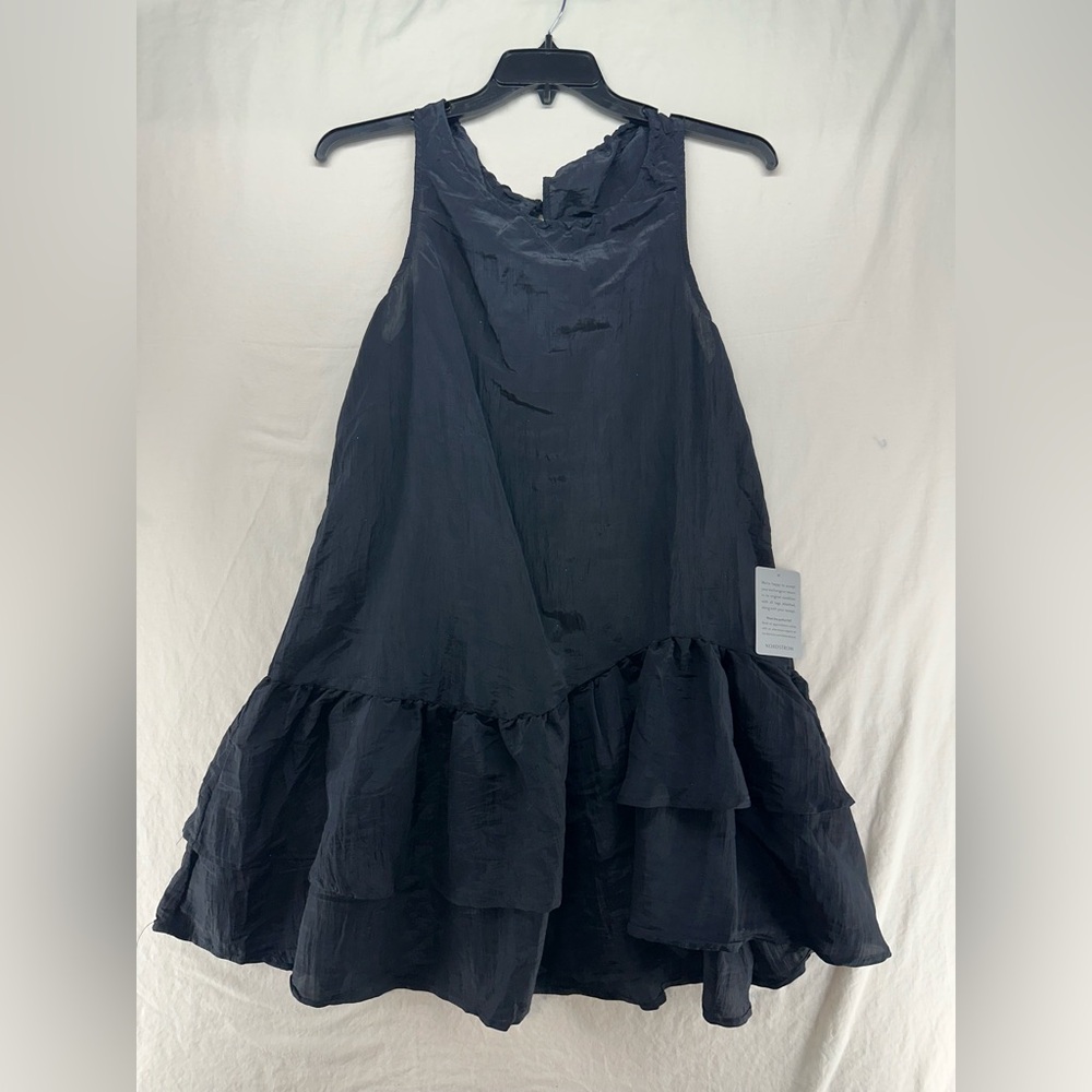 New Socialite Mini Dress Tank Dress Tier Hem Black Red Sparkle Short Cocktail S